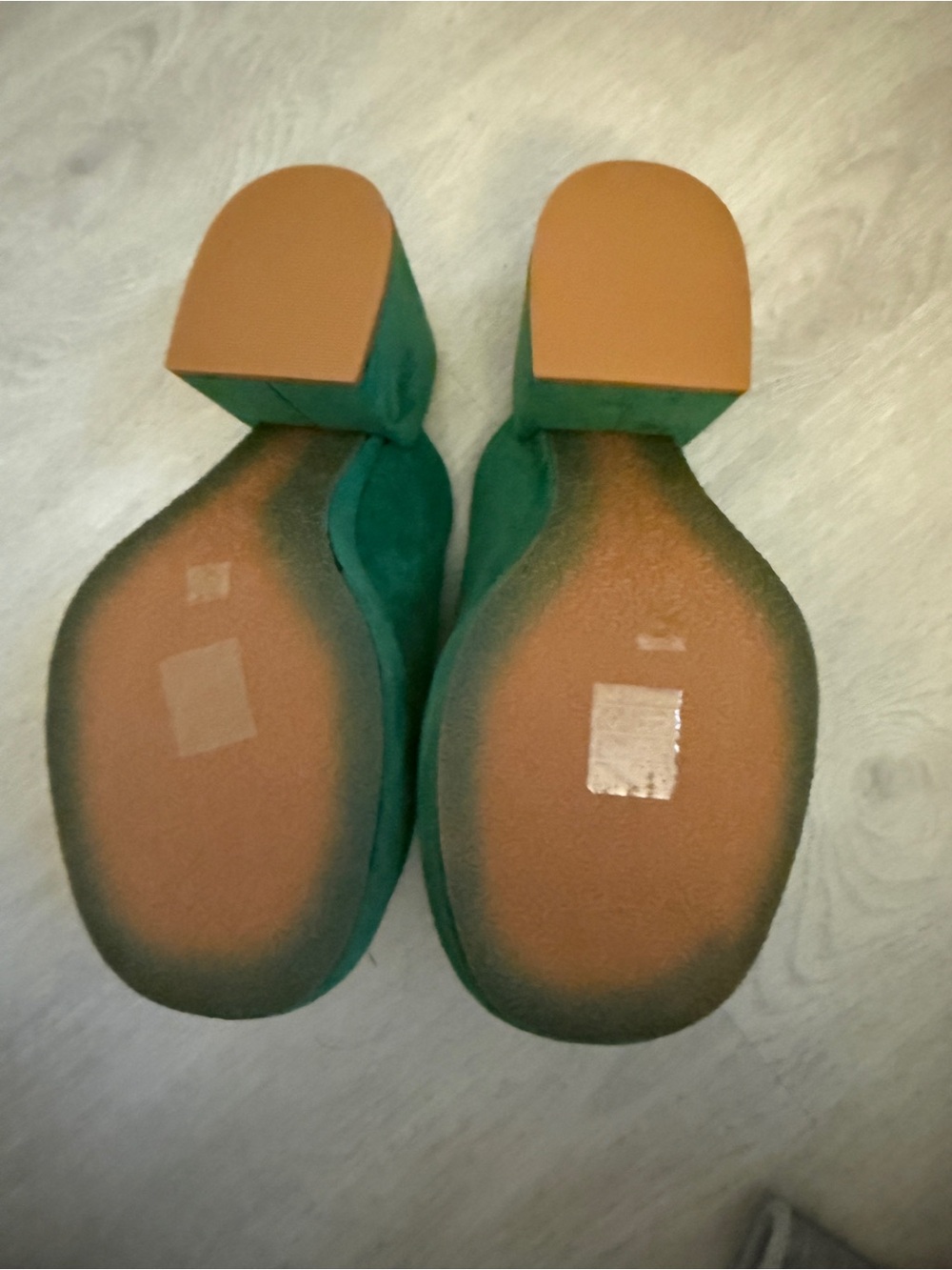 Green Suede Slip-On Women's Clog Mules - Picture 4 of 5